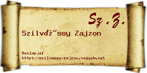 Szilvássy Zajzon névjegykártya